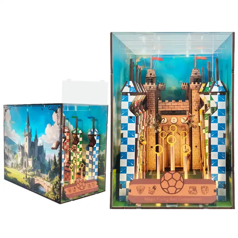 22.webp Quidditch Magic Castle DIY Book Nook Kit – Wizard Stadium Wooden Bookend Model